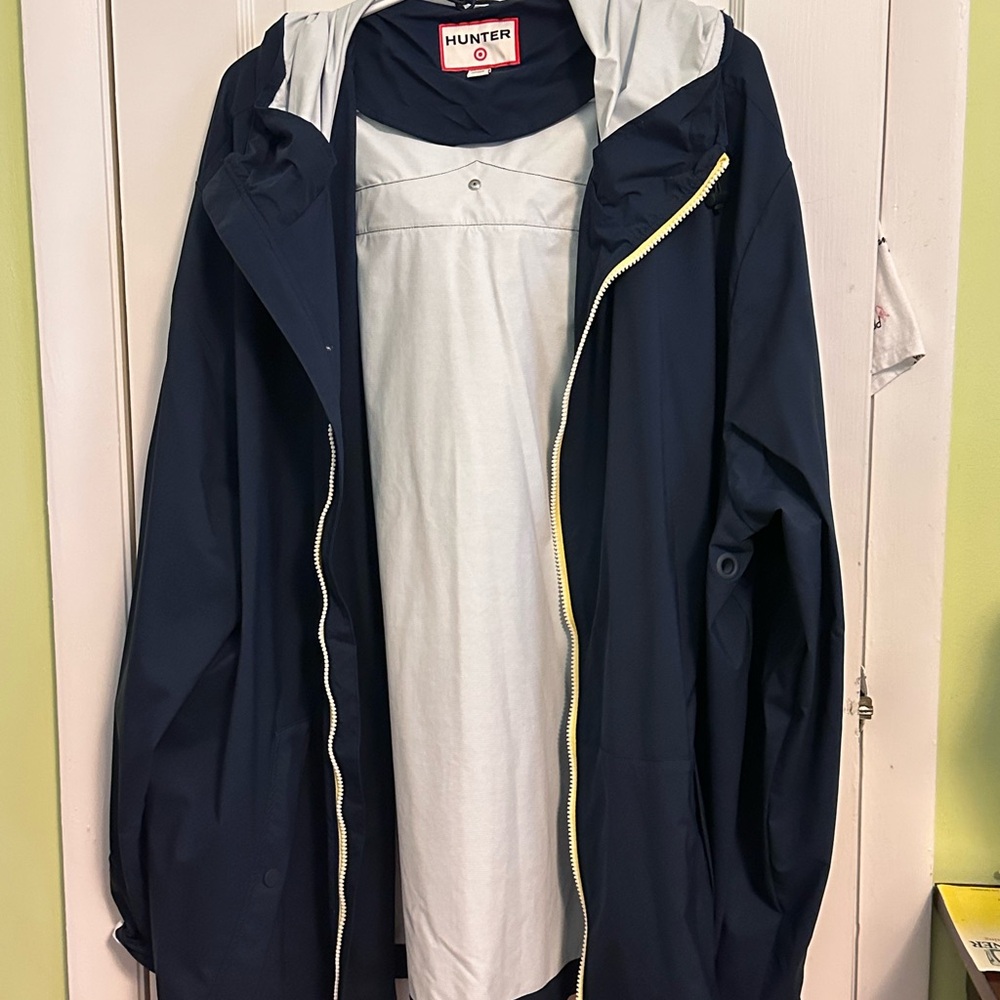 Hunter Blue Raincoat with Yellow Zipper Plus size - Picture 5 of 8